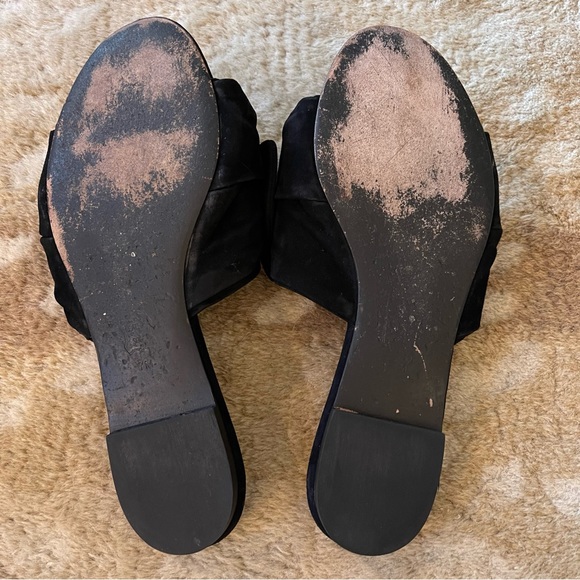 Tory Burch Annabelle Suede Leather Bow Open Toe Slide Sandals In Black Size 7 - Picture 9 of 14